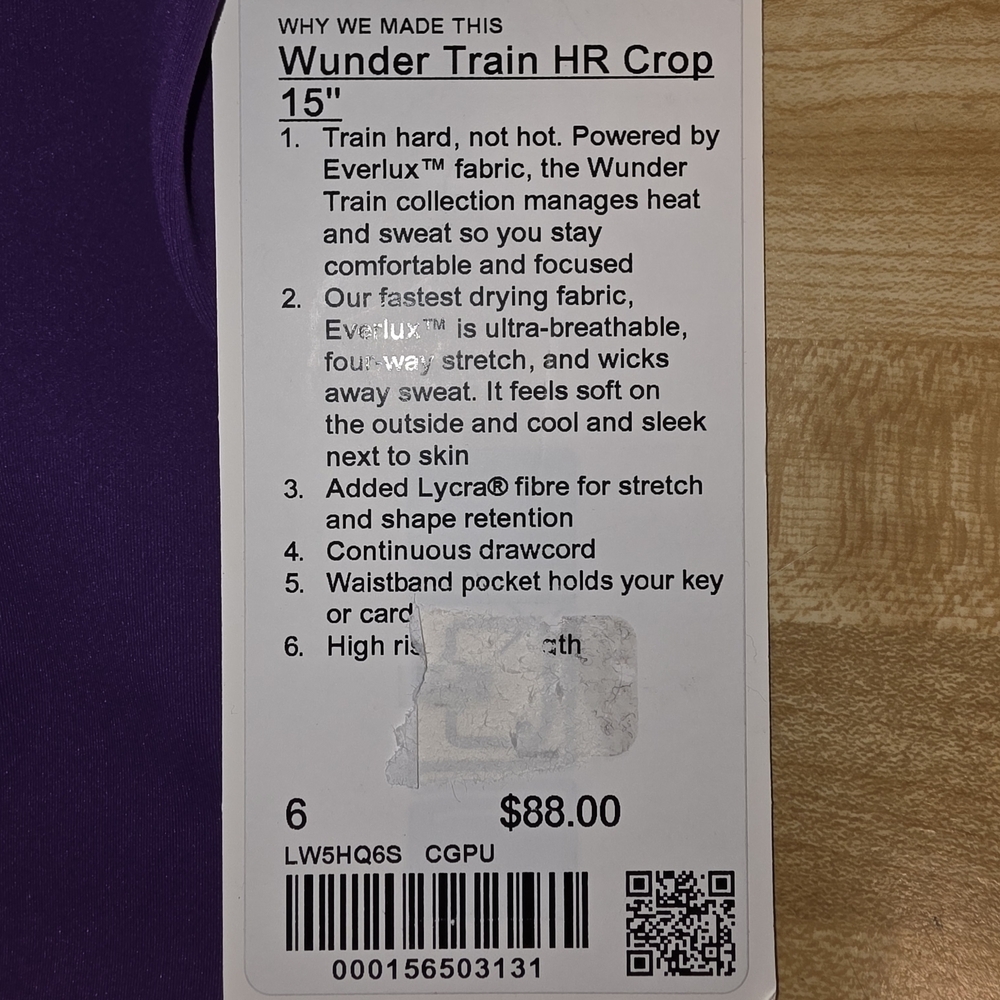 Lululemon Wunder Train High Waisted Leggings Size 6 Purple #YLEG3 - Picture 12 of 12